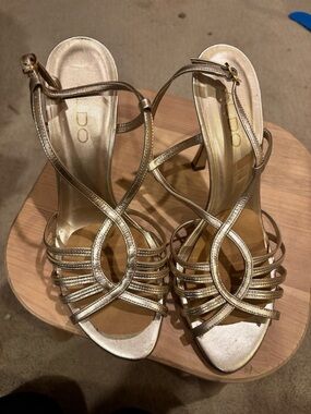 Aldo Metallic Gold Strappy High-Heel Sandals